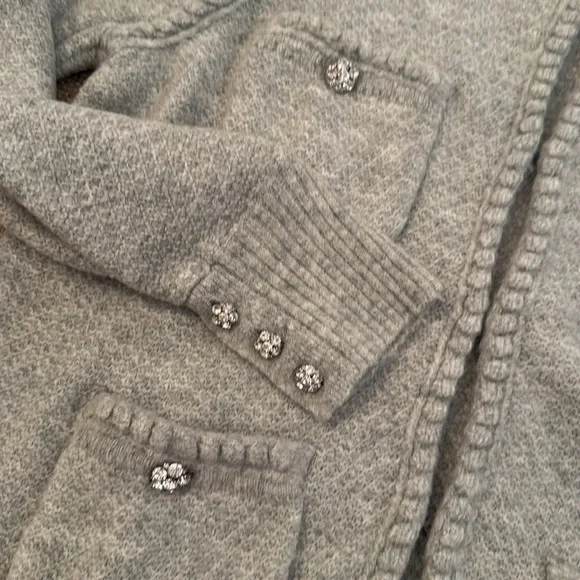 J.Crew Embellished Cardigan Lady Jacket Grey Rhinestones Medium - Picture 2 of 5